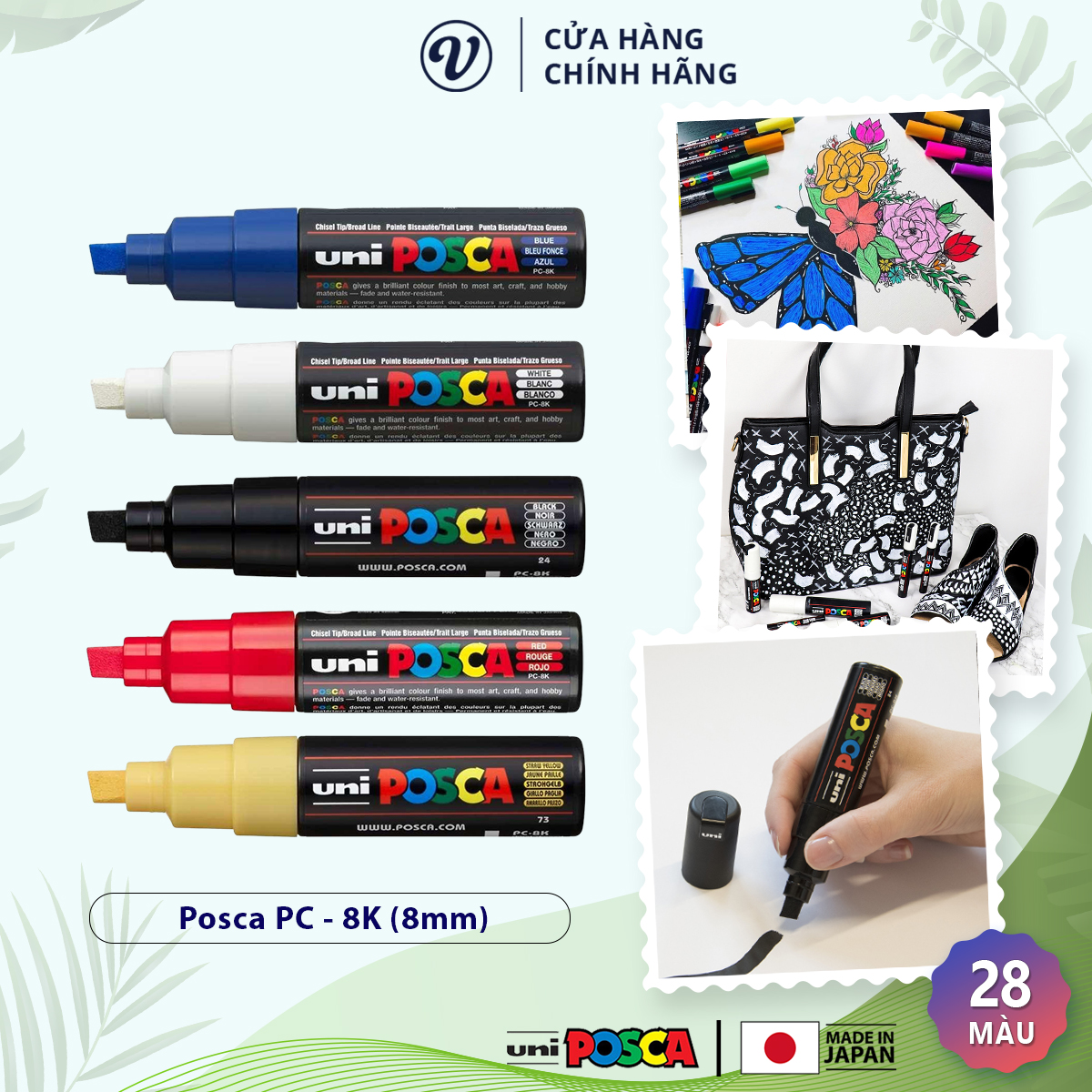Bút sơn nước vẽ đa chất liệu uni posca pc-8k - ngòi