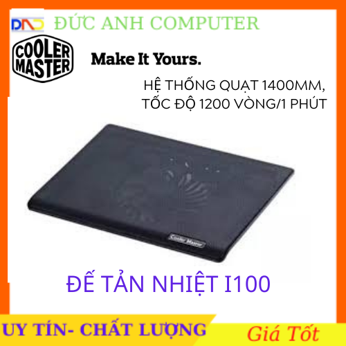 Đế Quạt Tản Nhiệt Laptop COLLER MASTER I100 hỗ trợ laptop 14inch đến 15.6inch hãng phân phối Kiểu Dáng Siêu Đẹp