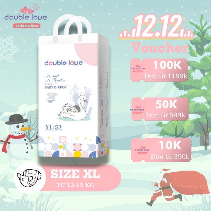 Bỉm dán double love size xl 52 miếng