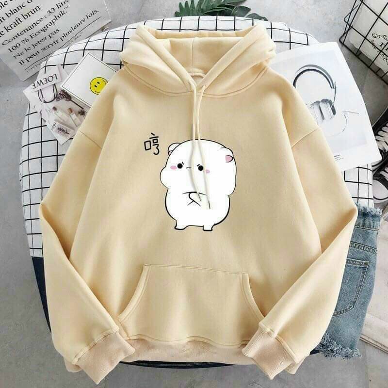[HCM]Áo Khoác Hoodie Túi Lớn Nón Rộng in Hình Chú Heo Mũm Mĩm Siêu Cute.XTTT