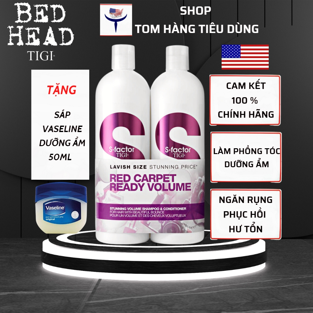 Dầu gội xả tigi trắng s factor red carpet ready volume 750ml hàng mỹ