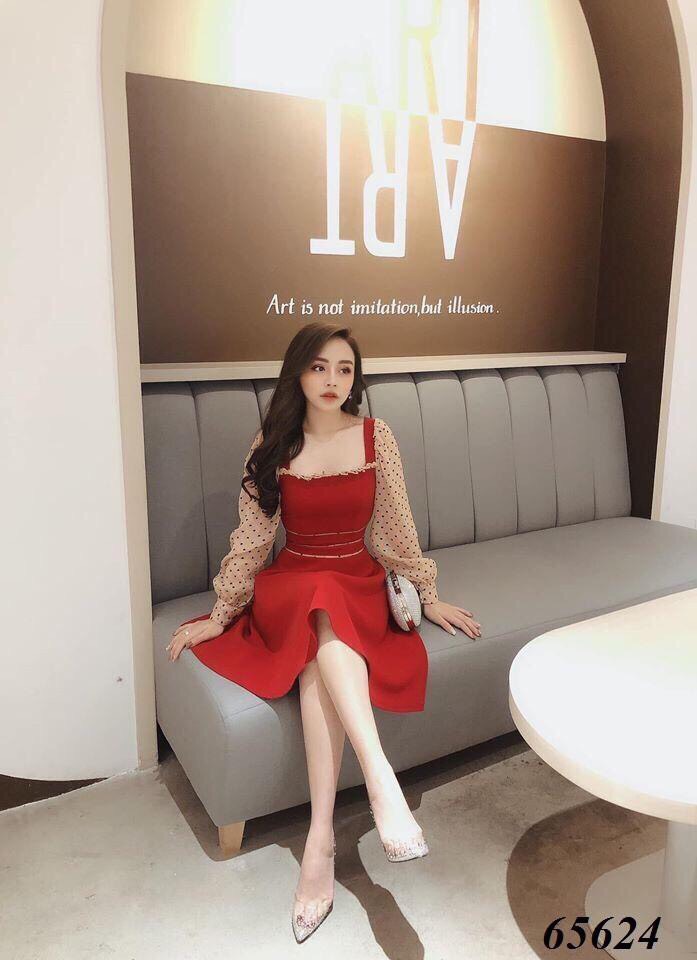 Đầm xòe phối voan siêu sang chảnh có size lớn cho chị em lựa chọn bqfs