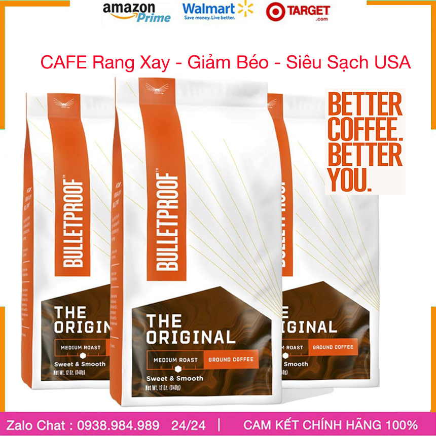 Cafe Bulletproof coffee Nguyên chất thuần hữu cơ hỗ trợ người ăn kiêng keto gym lowcarb - USA
