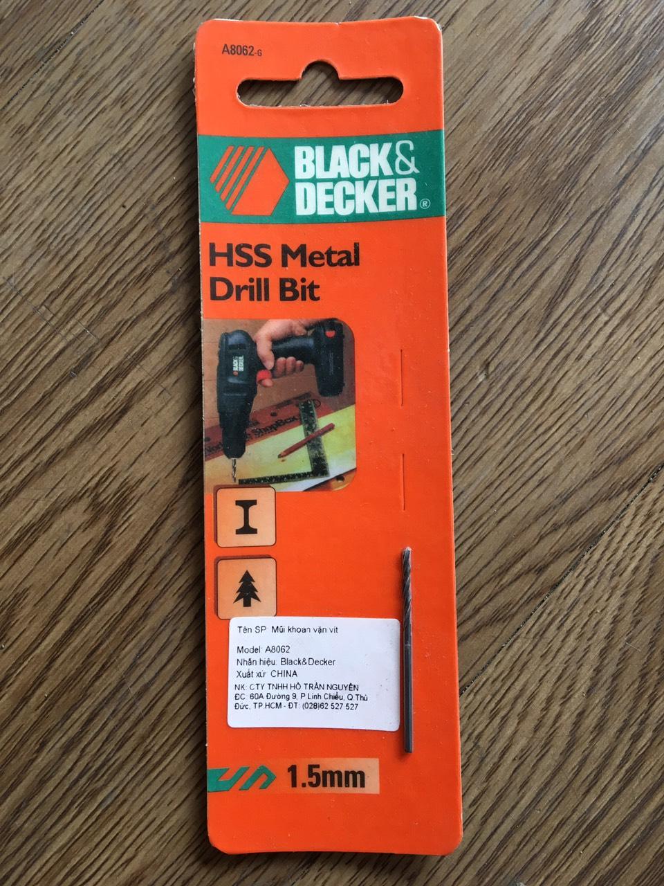 Combo 3 mũi khoan sắt hss 1.5mm black+decker a8062