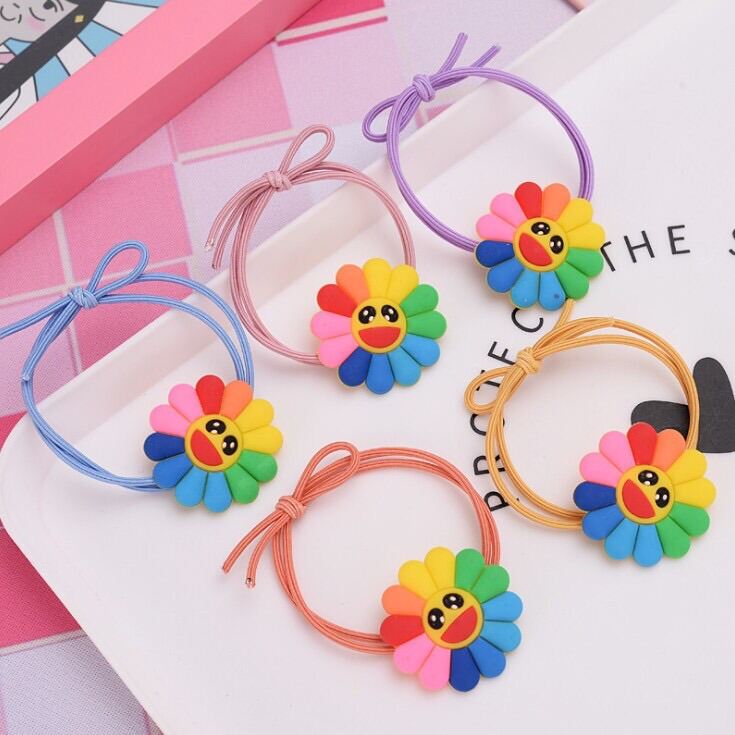 Chun buộc tóc/Thun cột tóc hoa mặt cười ngũ sắc KaiKai KiKi CT01H