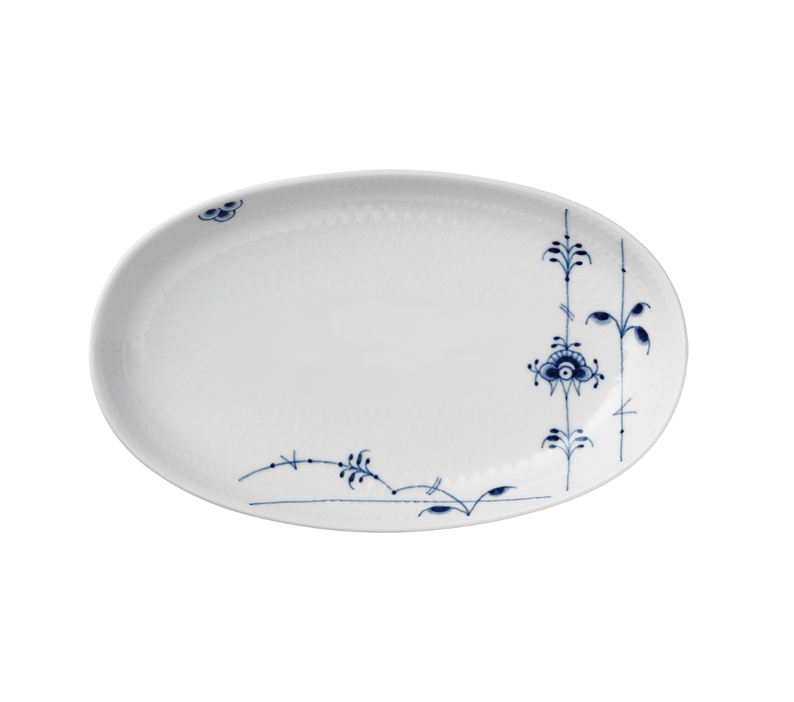 Đĩa oval Royal Copenhagen, họa tiết Blue Palmette, chiều dài 23cm, chất liệu sứ