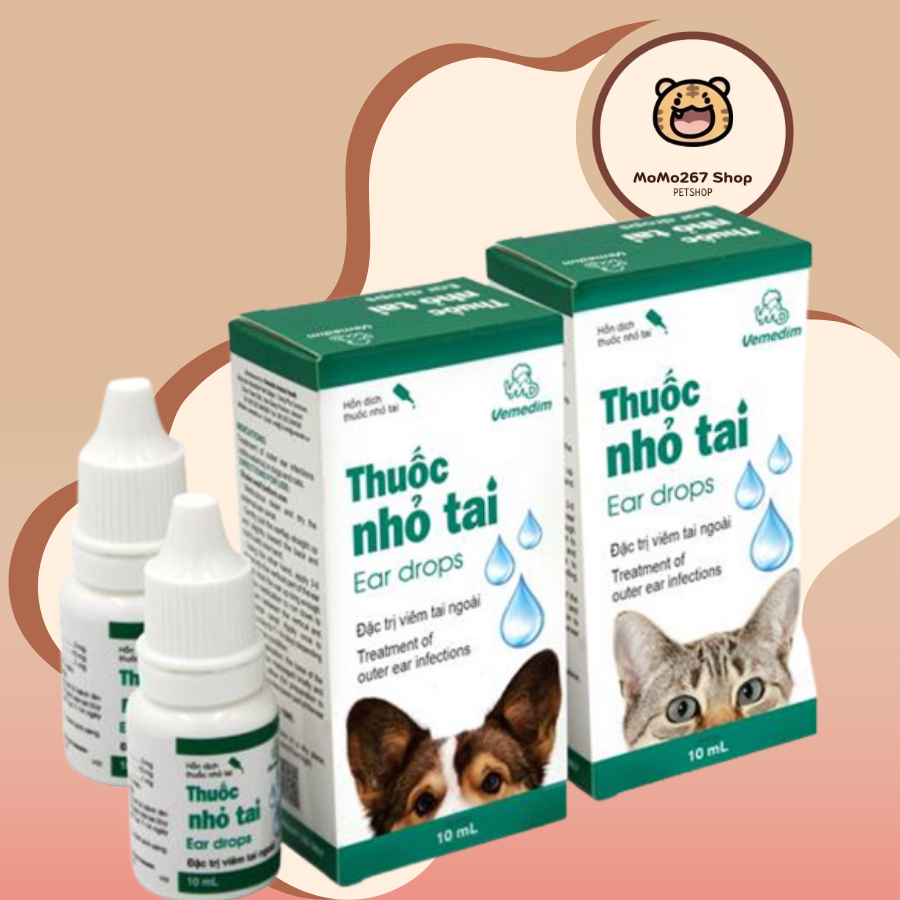 Dung dịch nhỏ tai cho chó mèo 10ml vemedim