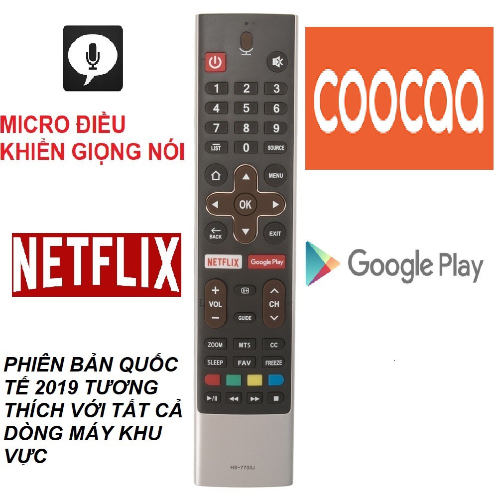 Remote điều khiển tivi COOCAA điều khiển giọng nói micro 2019