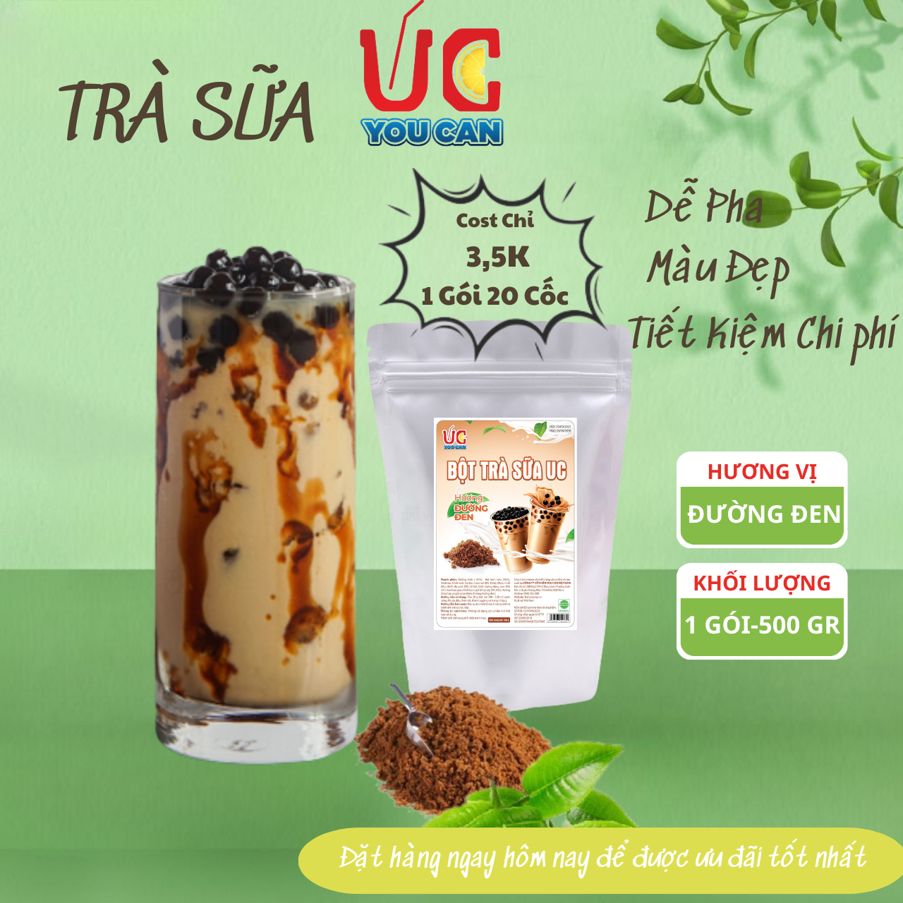 Trà sữa đường đen, trà sữa uc đậm vị, thơm ngon, nước uống giải khát, dễ pha, đủ vị