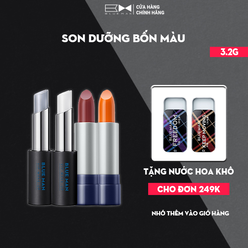 Son Dưỡng Môi Nam BLUEMAN 4 Màu Tuỳ Chọn, Dưỡng Môi Giảm Khô Môi, Thiết Kế Sang Trọng - 3.8g