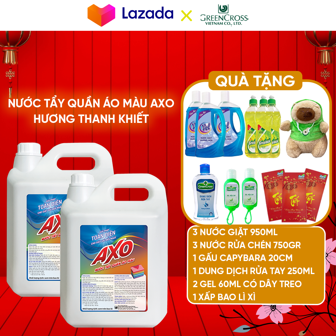 [MUA 2 TẶNG 11]  2 Can Nước tẩy quần áo màu đánh bay vết bẩn AXO 5 Lít Tiết Kiệm - Hương Thanh Khiết