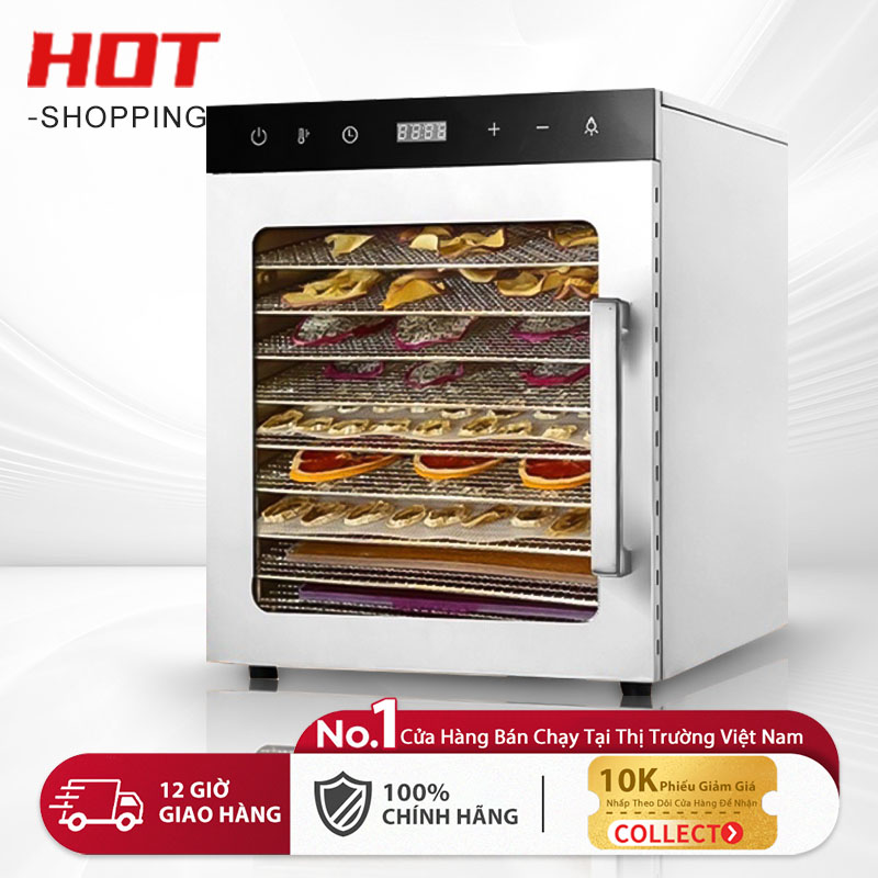 Máy Sấy Thực Phẩm Sấy Khô Hoa Quả, Trái Cây, Thịt Cá, Rau Củ Quả,Thân Và Khay Inox 304