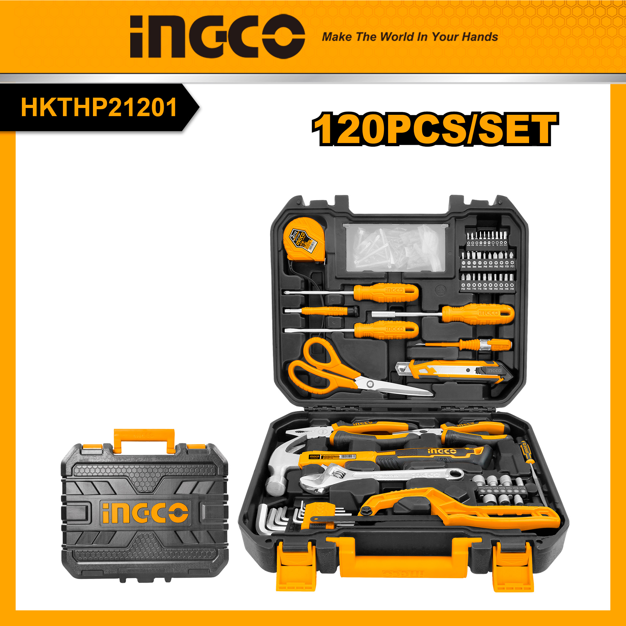 Ingco bộ 120 món dụng cụ bộ dụng cụ gia đình bộ tuốc nơ vít bộ dụng cụ đa chức năng kìm tay áo hkthp21201