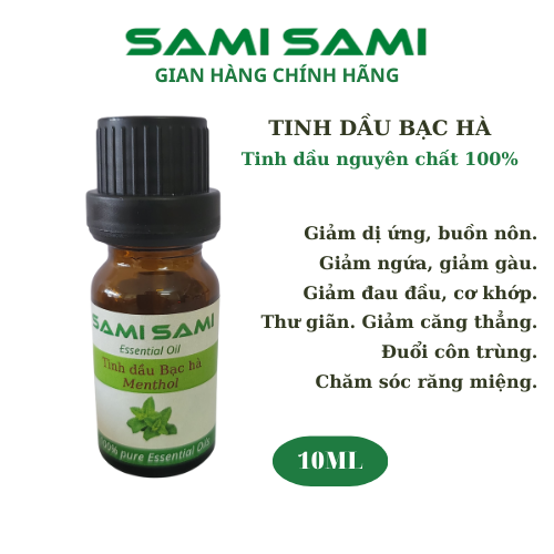 Tinh dầu thiên nhiên SAMI SAMI 10ml chiết xuất từ Sả Chanh, Bạc Hà, Cam Ngọt, Sả Java, Quế, đuổi muỗi, côn trùng, làm thơm phòng, chống say xe