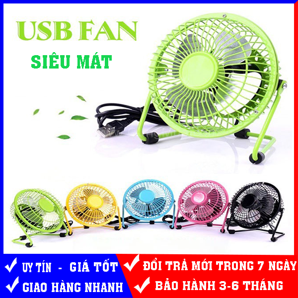 Quạt Lồng Sắt Để Bàn Usb Mini Nhỏ Gọn Siêu Mát Xoay 360 độ