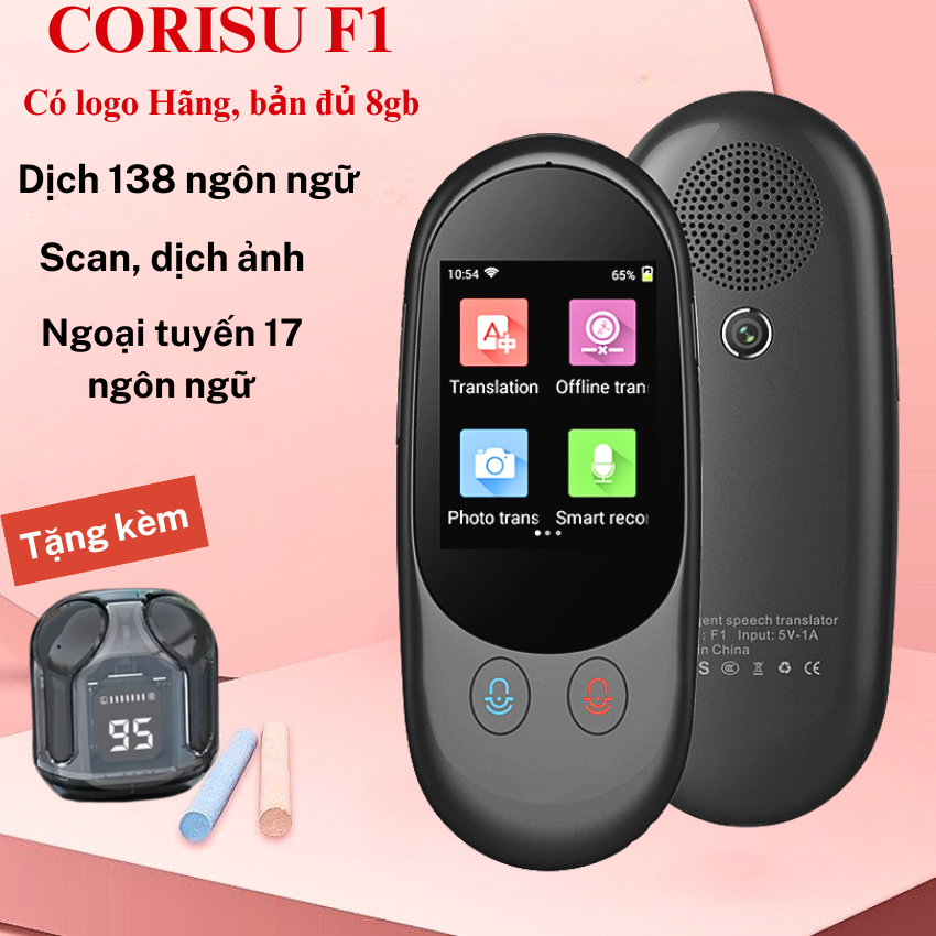  Máy phiên dịch trực tiếp Corisu F1 máy phiên dịch giọng nói cực chuẩn xác máy phiên dịch không cần kết nối mạng 11 ngôn ngữ 