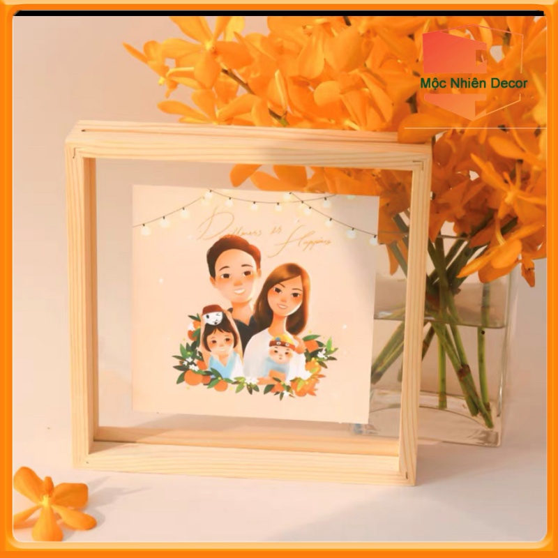 Khung ảnh để bàn khung ảnh gỗ thông 2 mặt nhiều kích thước trang trí bàn học bàn làm việc mn-15