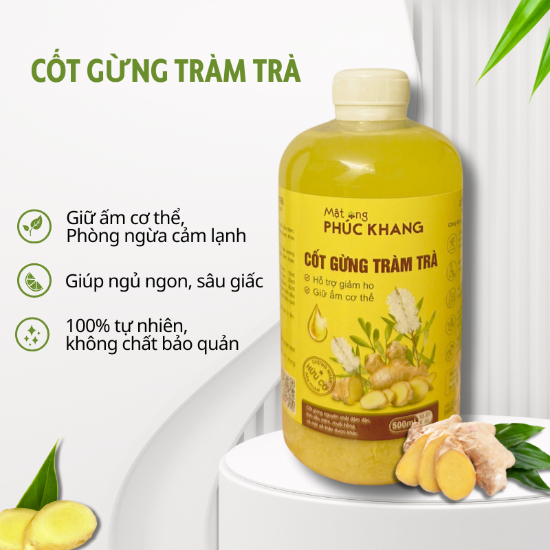 Cốt Gừng Tràm Khuynh Diệp Phúc Khang 500ml - Cốt Gừng Ngâm Chân Giữ Ấm Gừng Ta Tự Nhiên