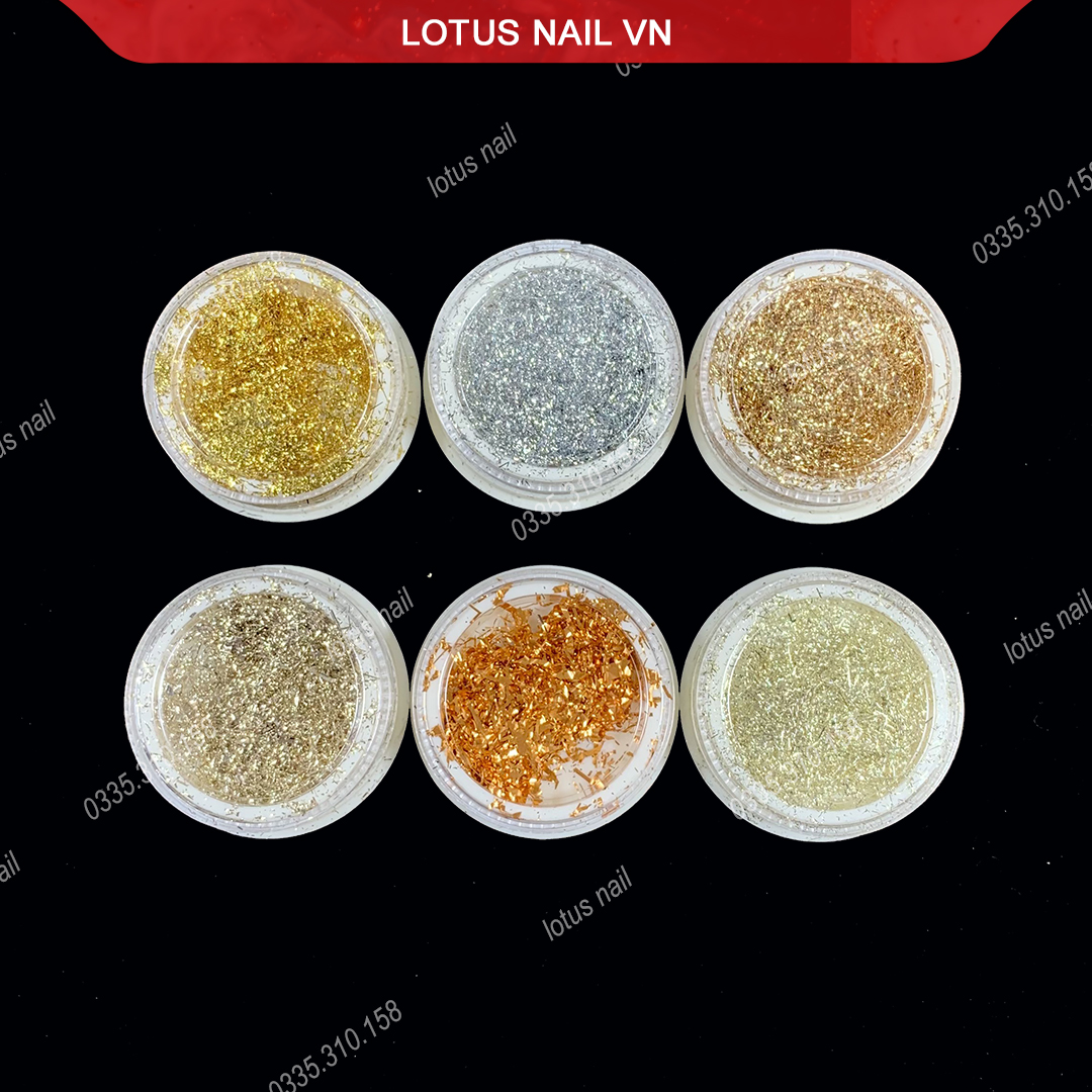 Set nhũ khổng tước 6 hũ trang trí móng