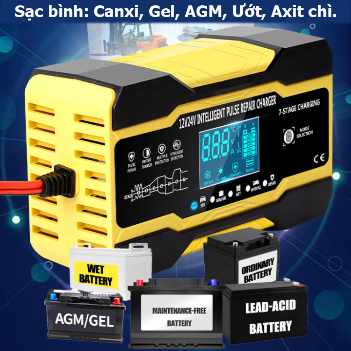 Máy sạc bình ắc quy 12V 24V 2AH-150AH TIANYE thông minh tự ngắt khi đầy có chức năng khử SUNFAT quy ô tô xe máy