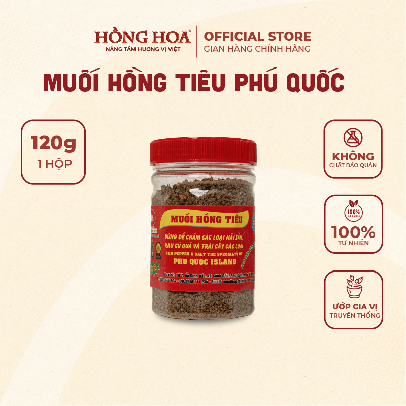Muối hồng tiêu phú quốc 120g, đặc sản phú quốc hồng hoa