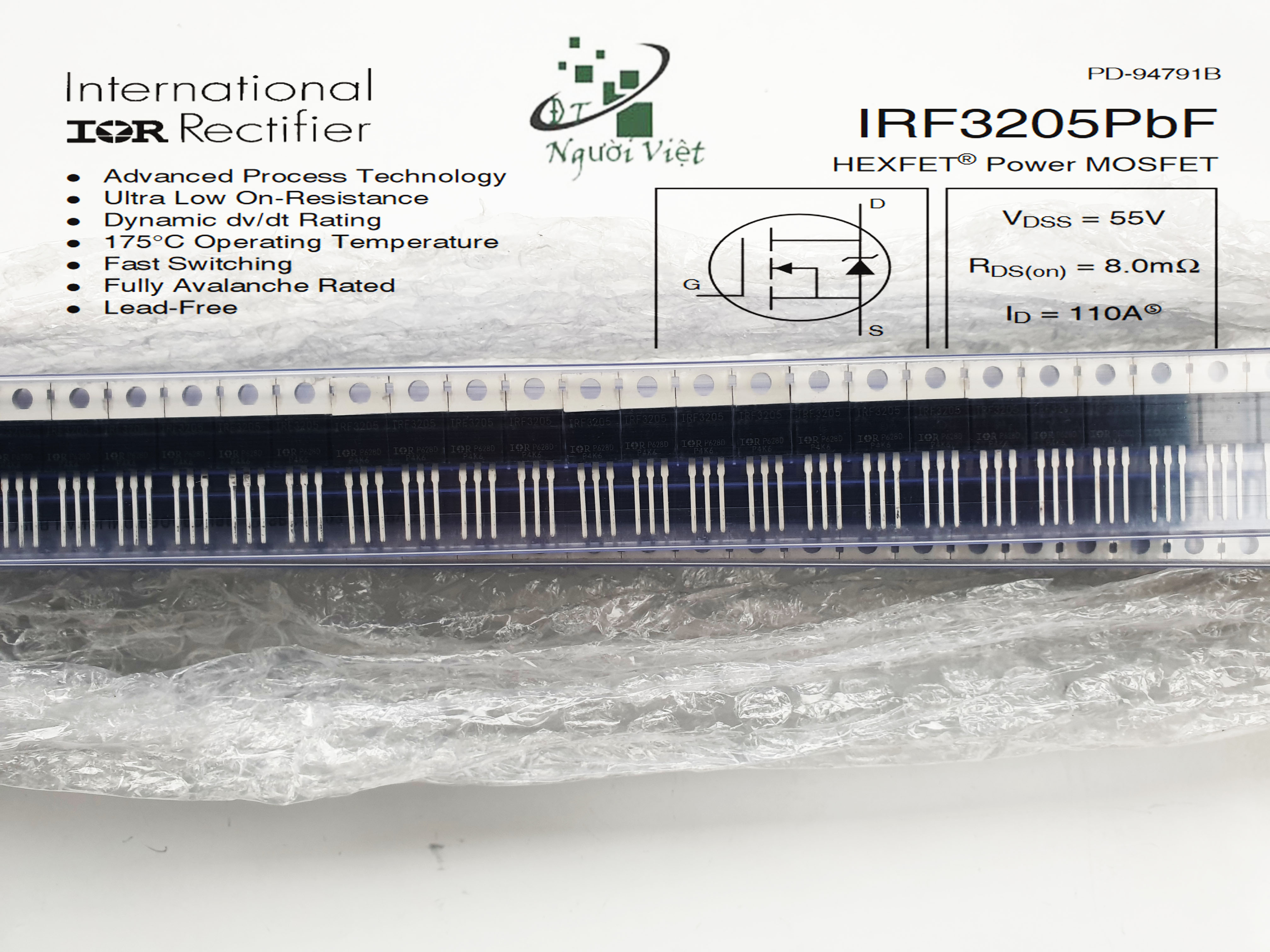 Set 10 mosfet kênh n ior irf3205 55v/110a to220 mới chất