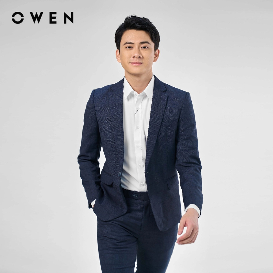 OWEN - Bộ Veston Regular Fit VES231496 màu Navy chất liệu TR Spandex