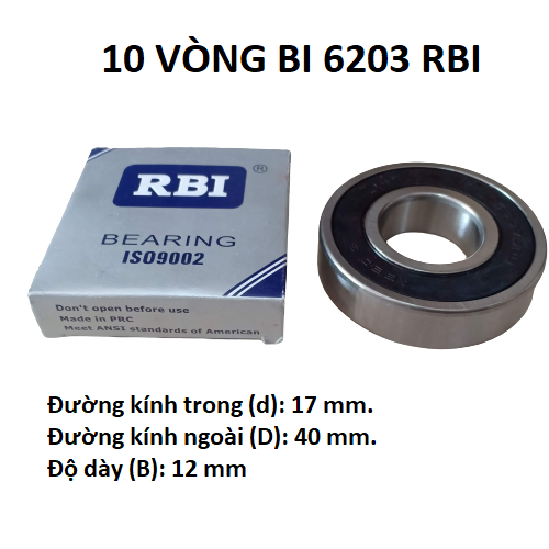 10 vòng bi 6203 RBI chất lượng cao