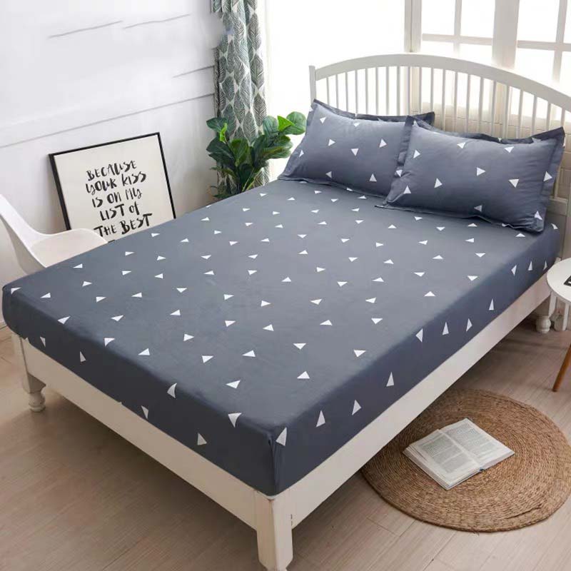 Bộ ga gối cotton poly lidaco sét 3 món gồm 1 drap chun và 2 áo gối nằm có cỡ 1mx2m