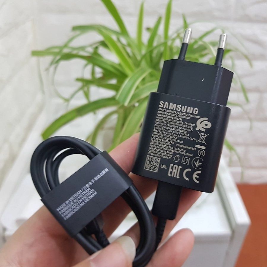 Bộ sạc siêu nhanh 25W TypeC Dùng cho Samsung A90 A80 A72 A71 A70 M51 (Adaptor 25W + Cable chuẩn C to C) (Super Fast Charging)