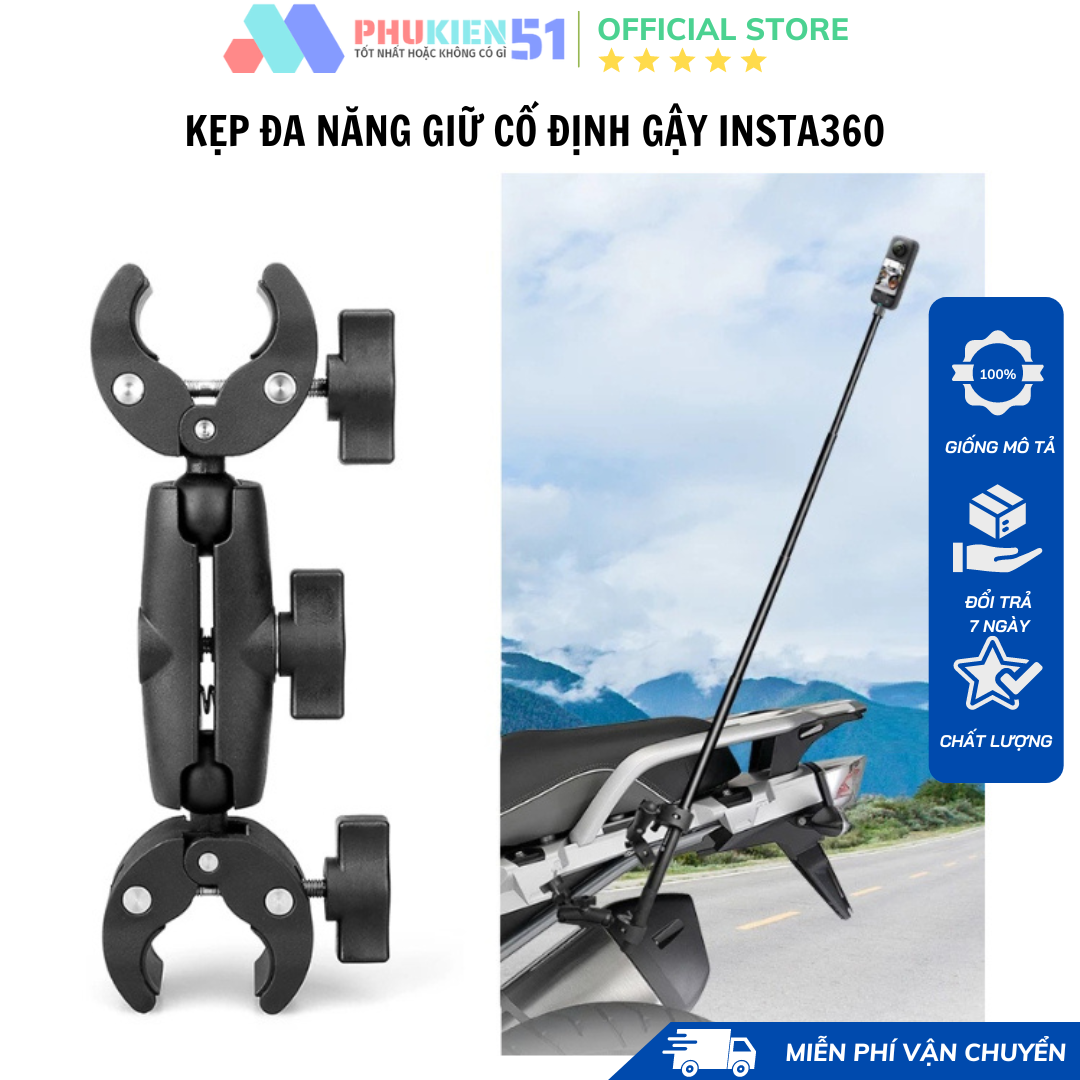 Kẹp đa năng gắn mọi địa hình kẹp gậy gắn camera insta360 one X3 one X2 chắc chắn