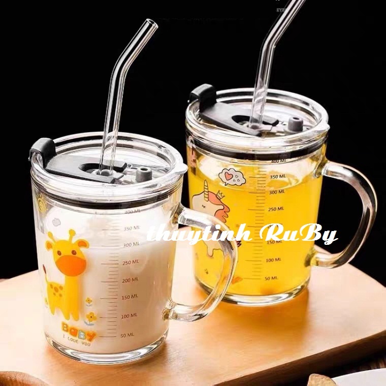 Ly Thủy Tinh Uống Sữa 400Ml, Ly Cốc Uống Sinh Tố, Chai Sữa, Ca Quai Thủy Tinh Có Vạch Chia, Ca Đong (Giao Mẫu Ngẫu Nhiên)