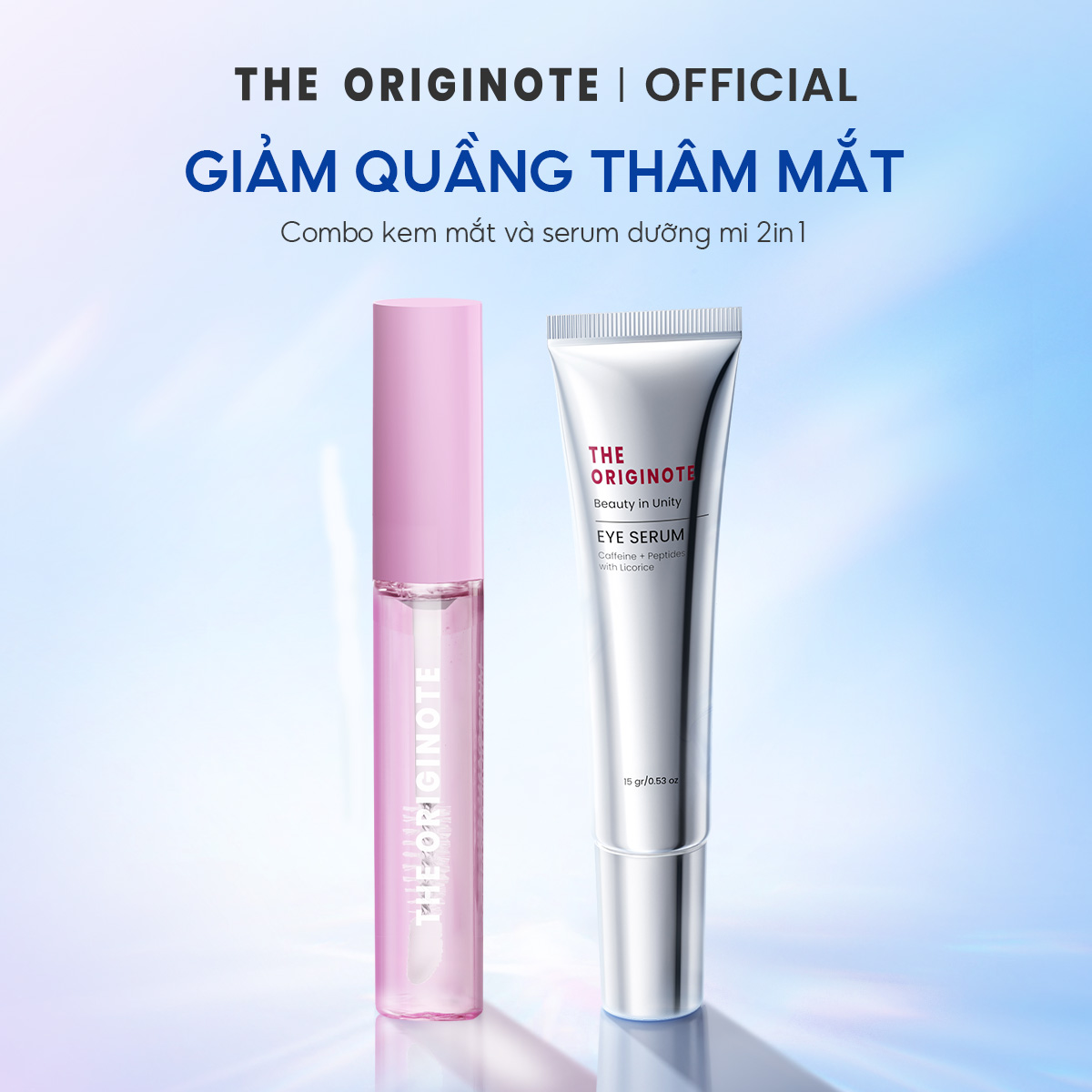  Combo kem mắt và serum dưỡng mi 2in1 The Originote giảm thâm quầng thâm mắt căng bóng dưỡng dài mi 