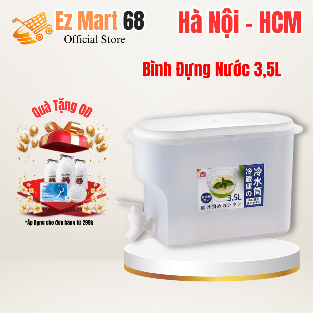 Bình Đựng Nước 3,5L Để Tủ Lạnh Có Vòi Siêu Tiện Dụng, Bình Đựng Nước Hoa Quả, Detox Để Tủ Lạnh Có Vòi Tiện Lợi, Nhựa Cao Cấp Vô Cùng An Toàn