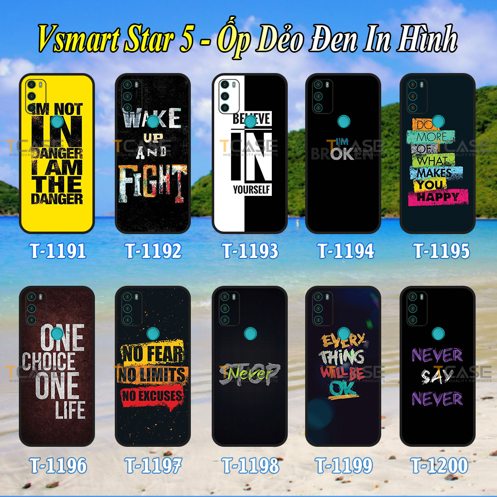 Ốp lưng Vsmart Star 5 - Ốp dẻo đen in hình Slogan độc