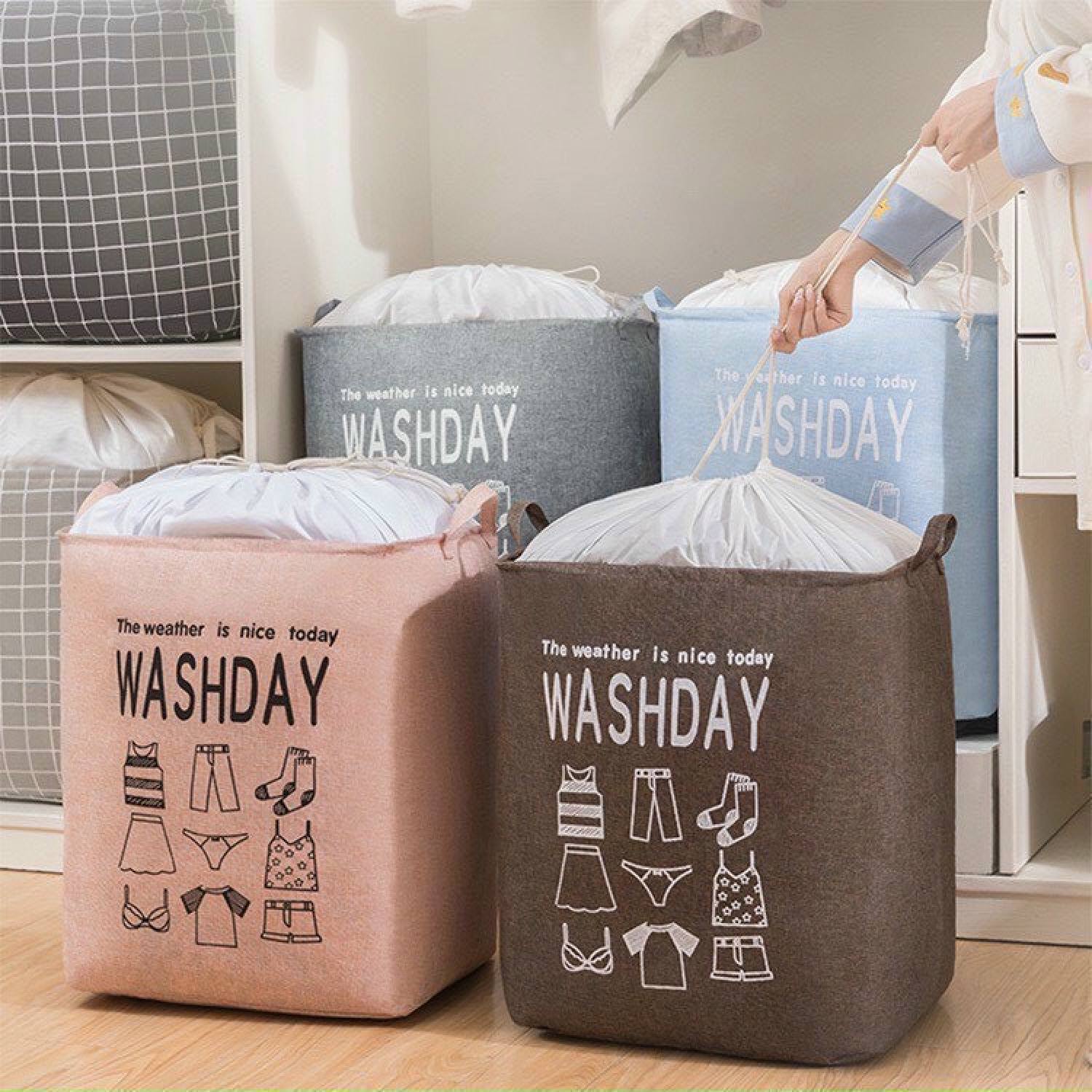 Giỏ Đựng Quần Áo Bằng Vải Cỡ Lớn, Túi Đựng Chăn Màn Đa Năng Washday Có Thể Gấp Gọn Vintage Xinh Xắn
