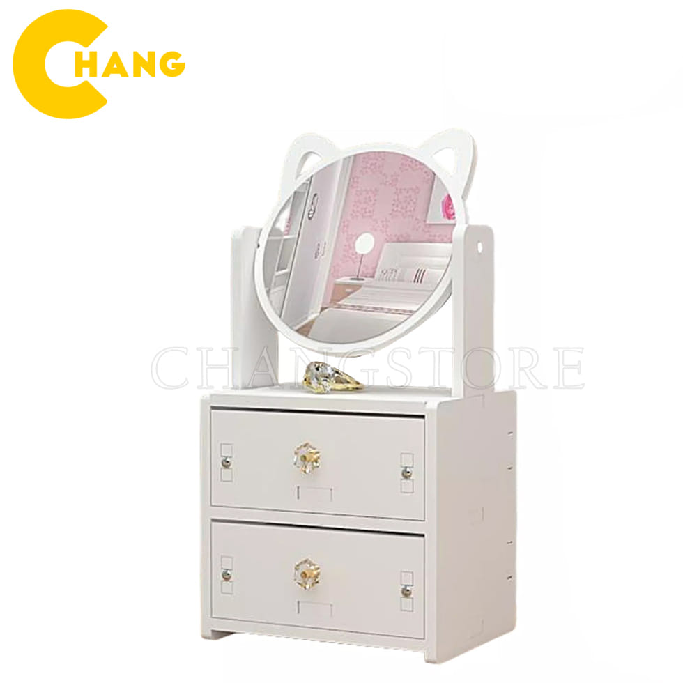 Kệ mỹ phẩm gương tai mèo - Kệ đựng đồ, Kệ mỹ phẩm 2in1 cao cấp có kèm gương tai mèo dễ thương vừa là kệ mỹ phẩm vừa là kệ trang trí giúp cho không gian trong phòng trở nên vừa sang trọng vừa cá tính