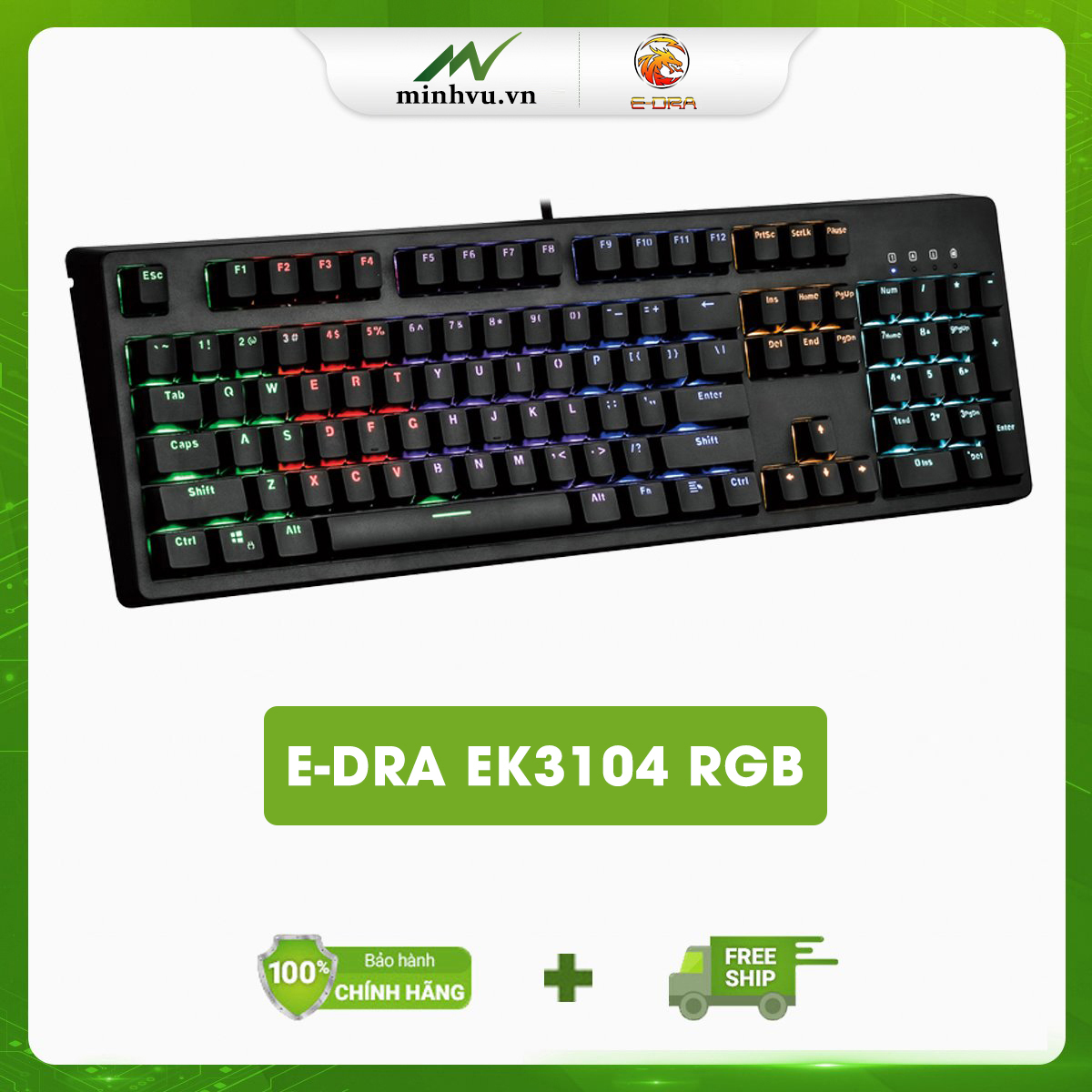 Bàn Phím Cơ E-Dra EK3104 LED RGB