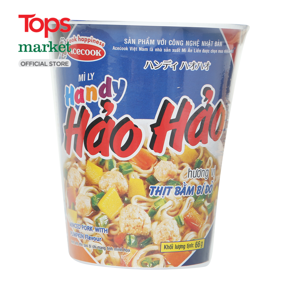 Mì Ly Handy Hảo Hảo Thịt Bằm Bí Đỏ 68G - Siêu Thị Tops Market