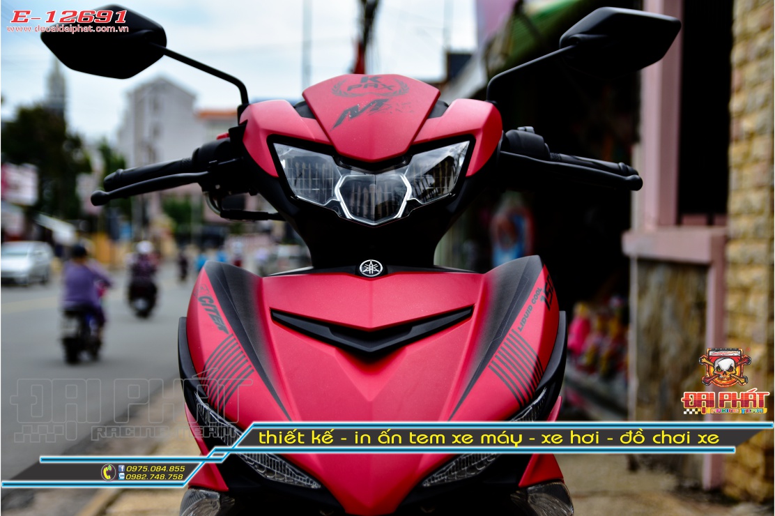 Tem trùm xe exciter 150 mx đỏ đen