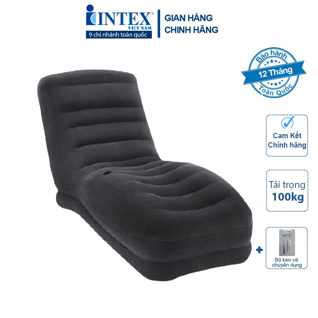 Ghế hơi tựa lưng cao cấp INTEX 68595, ghế hơi intex, ghế hơi thư giãn, ghế tựa lưng ,ghế nệm hơi bọc nhung êm ái, hút/xả hơi tiện dụng - Bảo hành 12 tháng