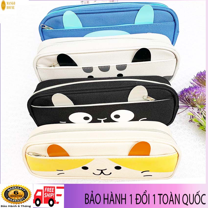 Hộp bút 2 ngăn lớn - Vải dù dày, chống thấm mực, chống kẹt khóa, nhẹ, gọn, dễ thương, đa năng- Mango house shop- Hộp bút đẹp, hộp bút vải, hộp bút đa năng, hộp bút nữ, hop but, bop viet,hộp bút đa năng, hộp bút học sinh