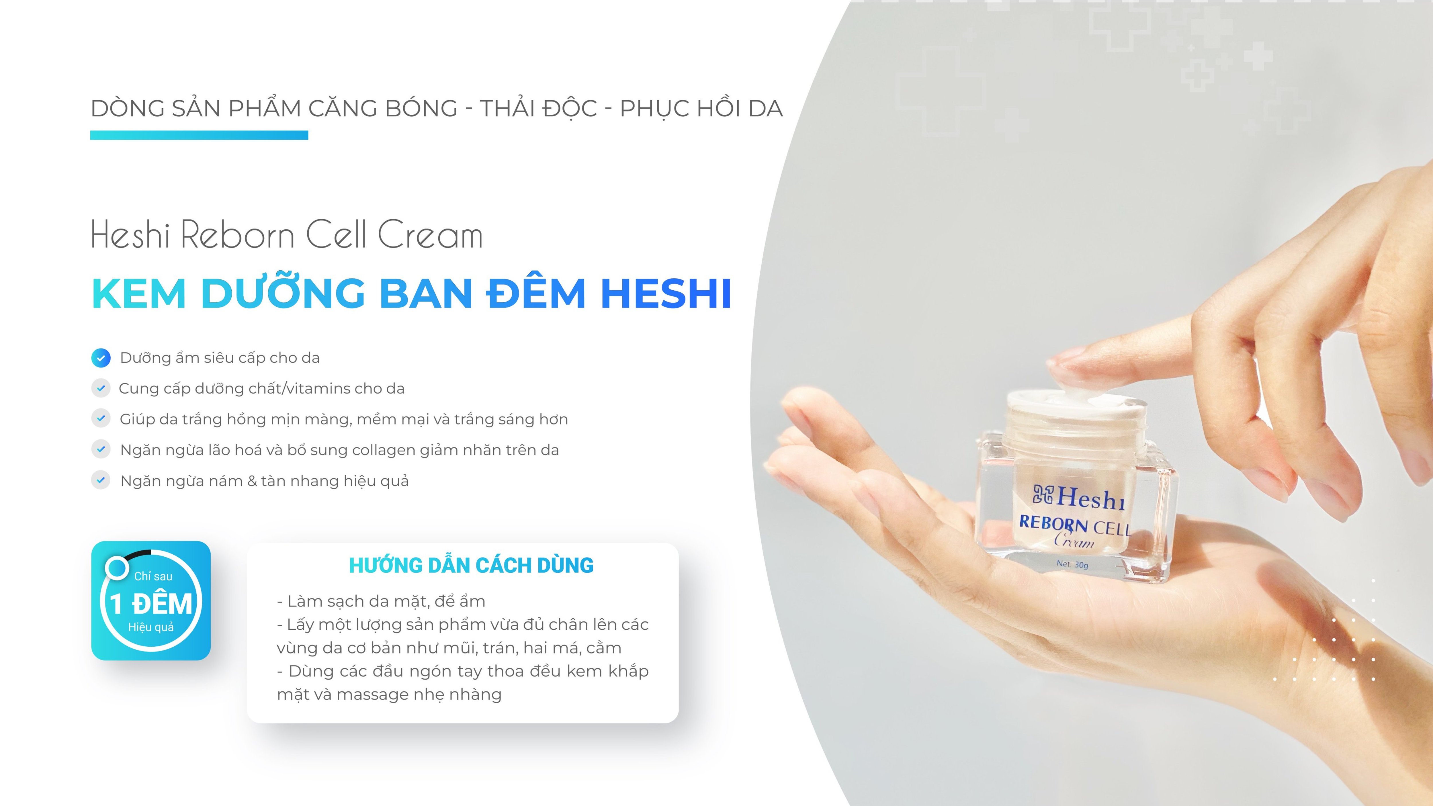 Kem dưỡng ban đêm heshi reborn cell cream dưỡng ẩm - ngừa nám - ngừa lão hóa