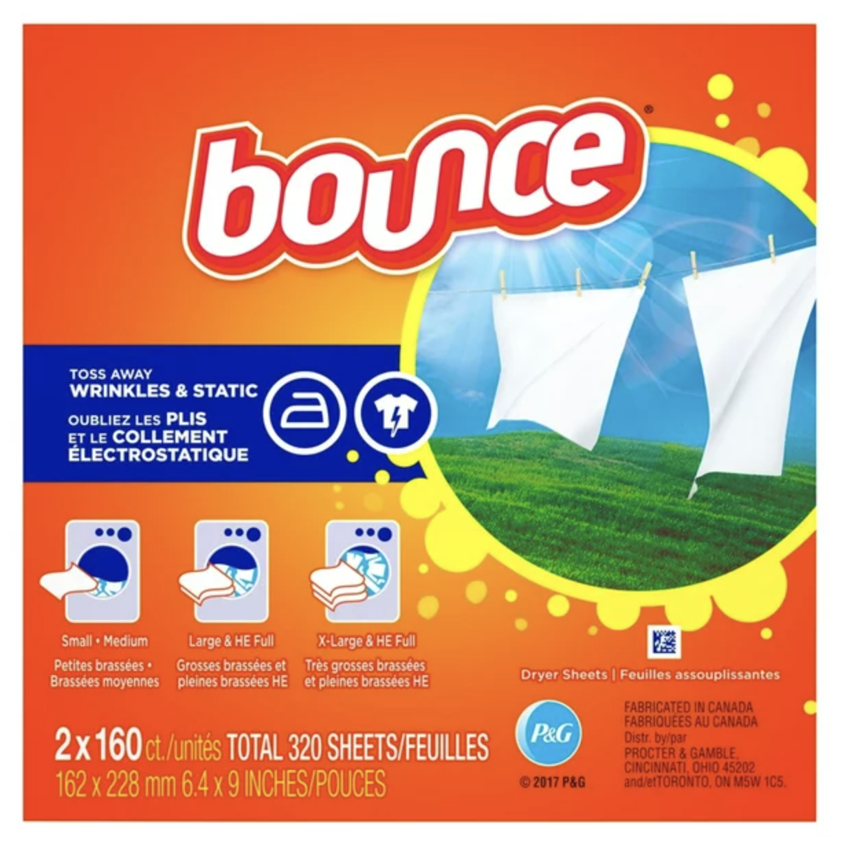 Giấy sấy thơm quần áo bounce 160 tờ