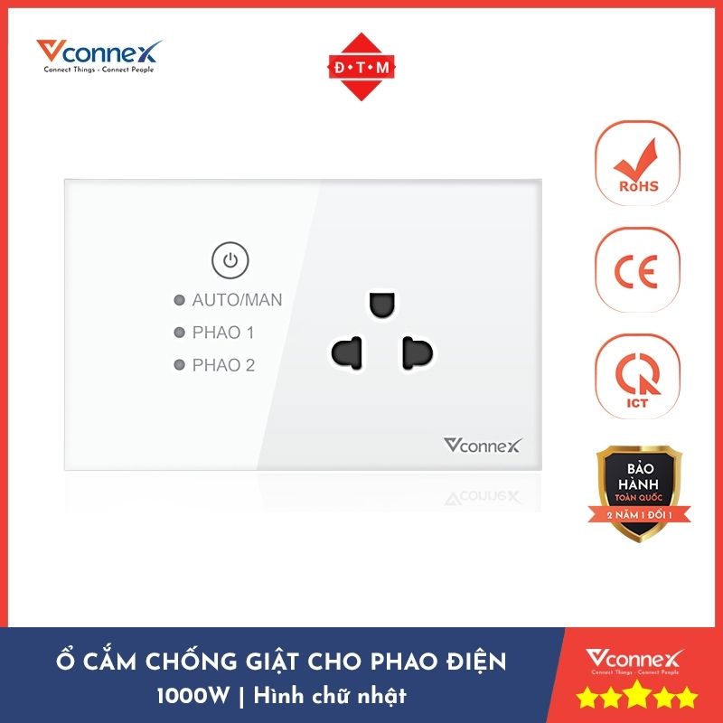 Ổ Cắm Máy Bơm Tích Hợp Chuyển Nguồn Phao Điện 220V Sang 5V - Chuẩn Đế Âm Tường Chữ Nhật Lắp Đặt Dễ Dàng - Bảo Hành 2 Năm