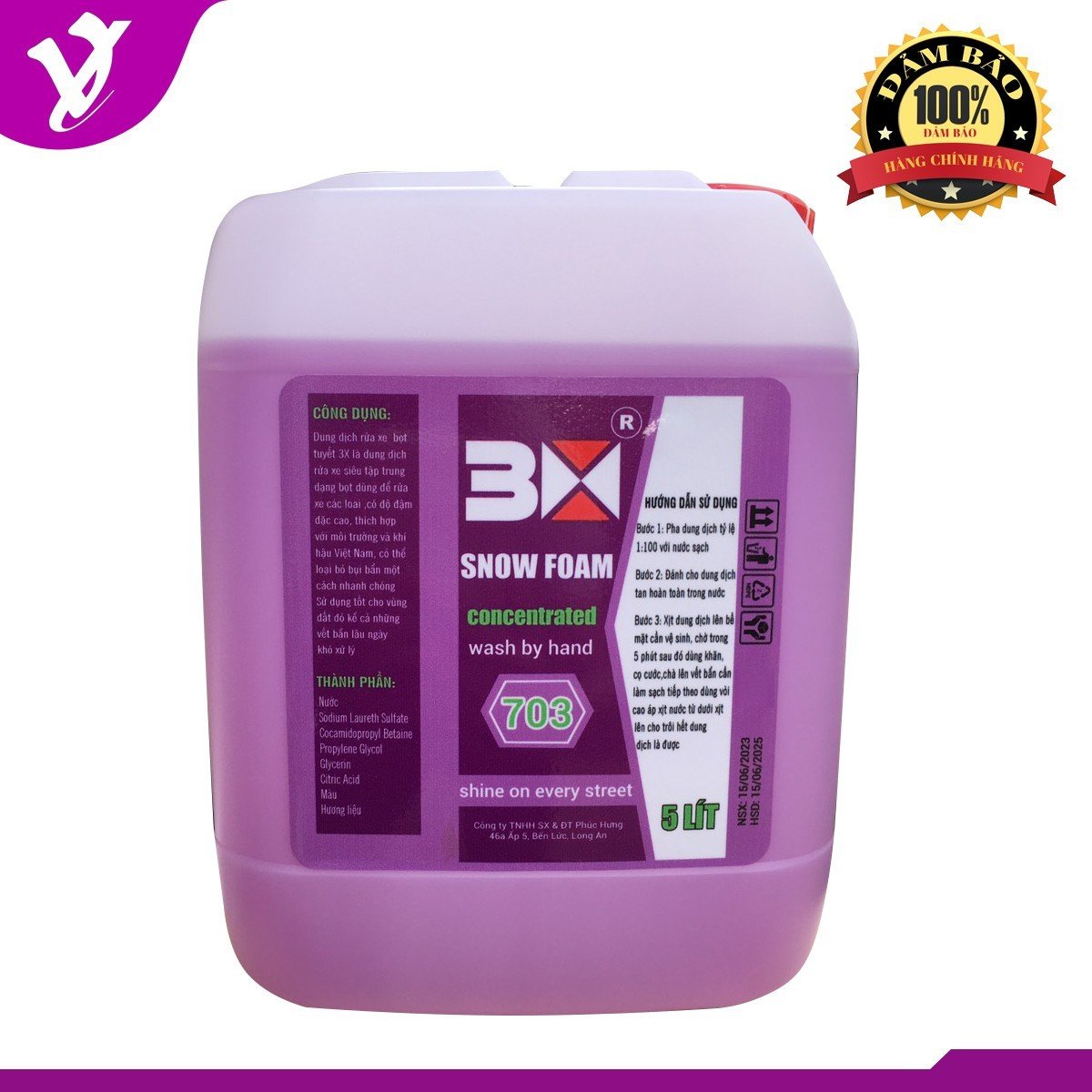 Nước rửa xe bọt tuyết chuyên dụng cho ô tô xe máy 3x 703 can 5 lít siêu tiết kiệm