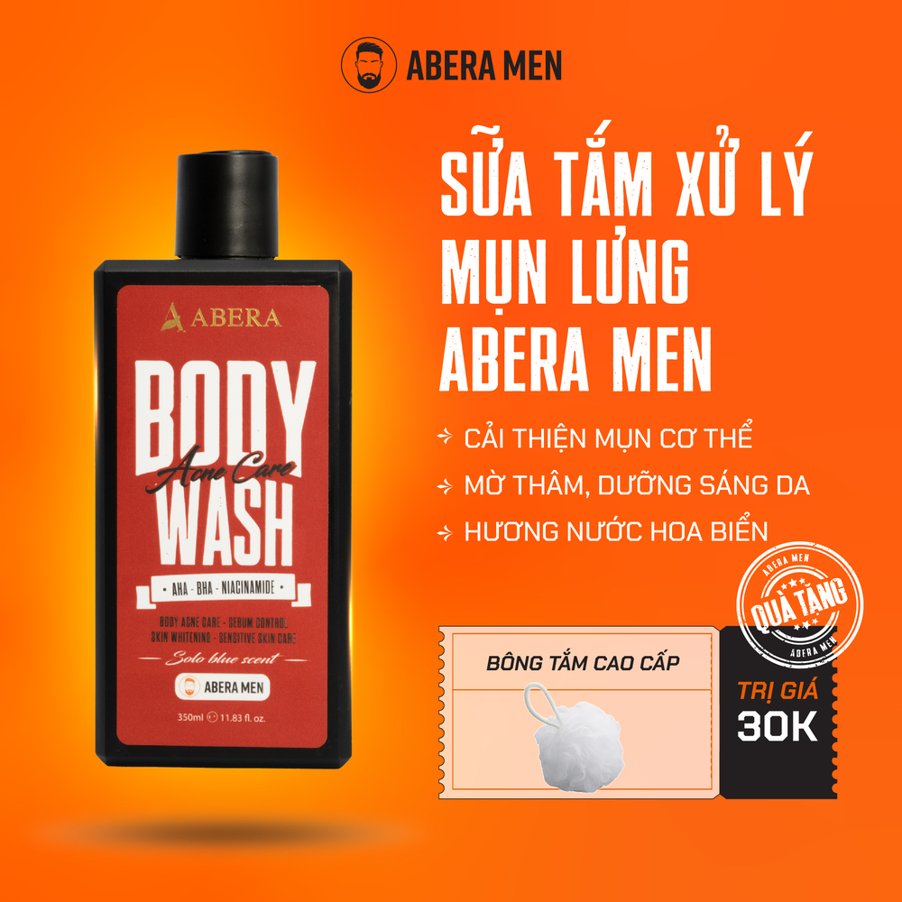 Sữa Tắm Hỗ Trợ Xử Lí Mụn Lưng Abera Men 350ML - Hương Nước Hoa Biển Cao Cấp Solo Blue