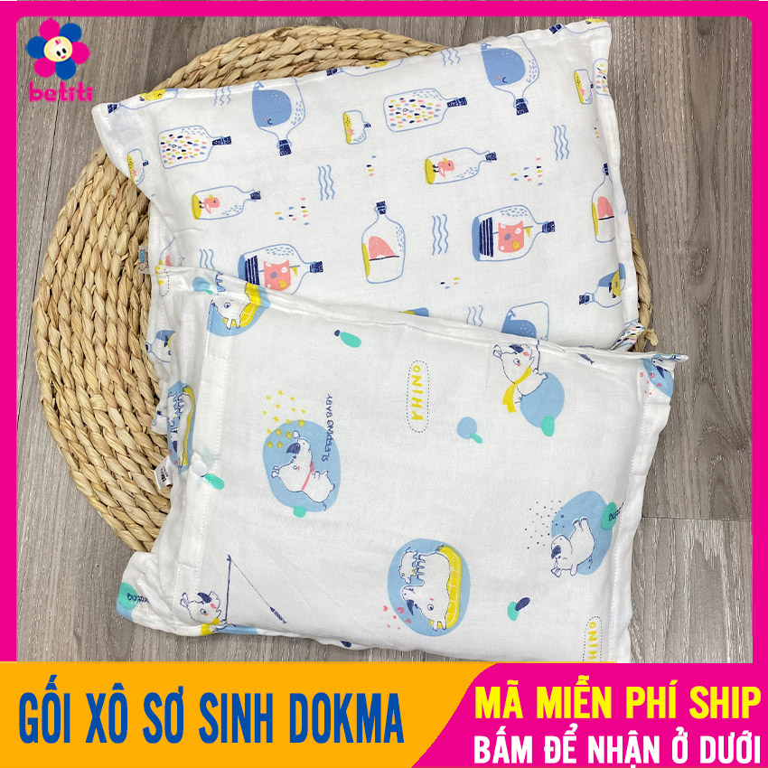 Gối Xô Sơ Sinh DOKMA Cho Bé Từ 1- 6 Tháng 26x36 cm Siêu Mềm Mại, Êm Ái, Thấm Hút Mồ Hôi Tốt - Gối Cho Trẻ Sơ Sinh, Gối Nằm Cho Bé, Gối Em Bé, Gối Trẻ Sơ Sinh, Goi Cho Be, Goi Ngu Cho Tre So Sinh BETITI - Gối Xô Dokma