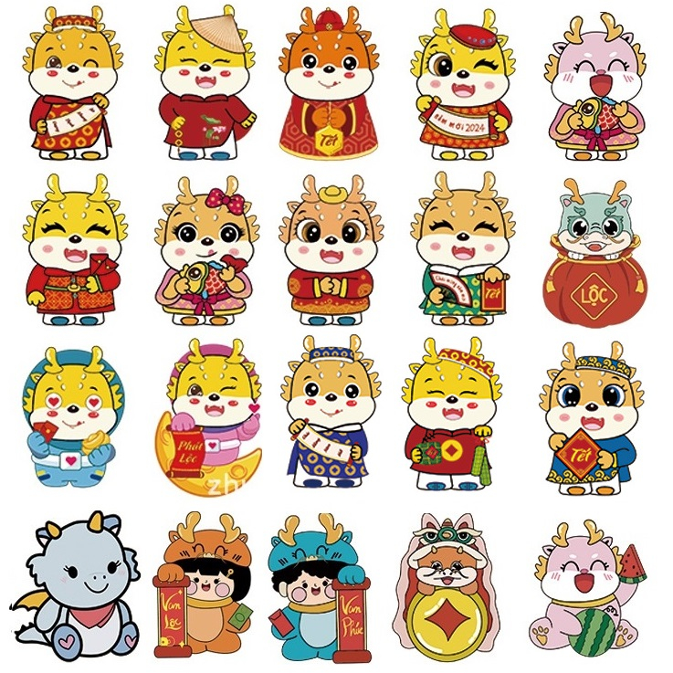 Combo 500 bao lì xì 2024 - Phong bao lì xì Tết hình chibi hình rồng siêu cute - bao lì xì cực dễ thương giá sỉ lẻ