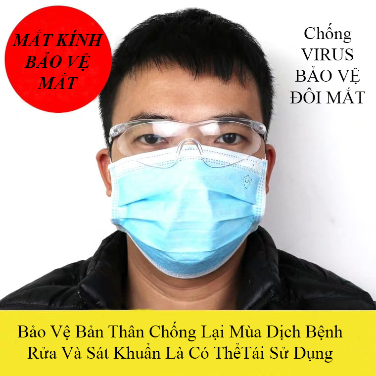 [HCM]Mắt Kính Bảo Vệ Chống VIRUS Ngăn Ngừa Bụi bặm Dịch Bệnh Loại Tròng Kính Cao Cấp Gọng Dẻo - Ngầu Và phong cách